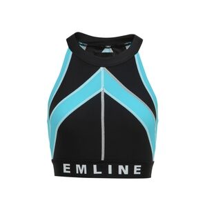 Emline Black & Aqua Performance Crop Top